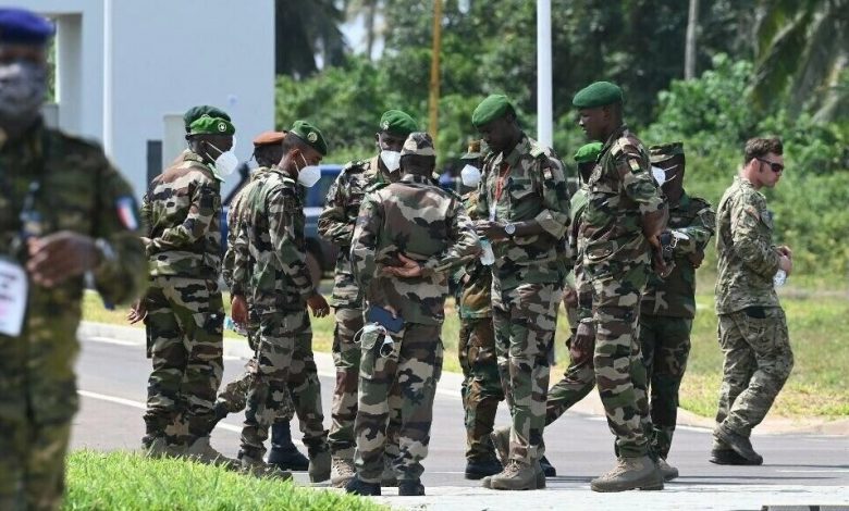 Des soldats présents à l'ouverture de l'exercice Flintlock 2022 à Jacqueville en Côte d'Ivoire