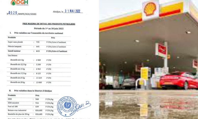 Nouveaux Tarifs des produits énergétiques à pompe à Abidjan et sur le territoire national.