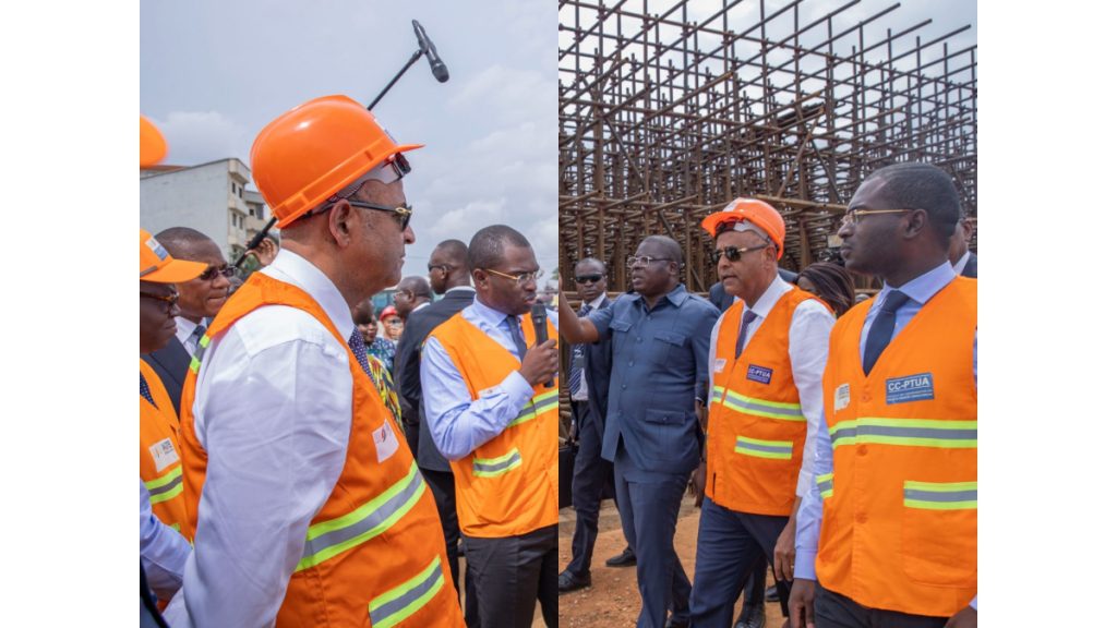 Visite du ministre Achi Patrick sur le chantier du rond point de GESCO