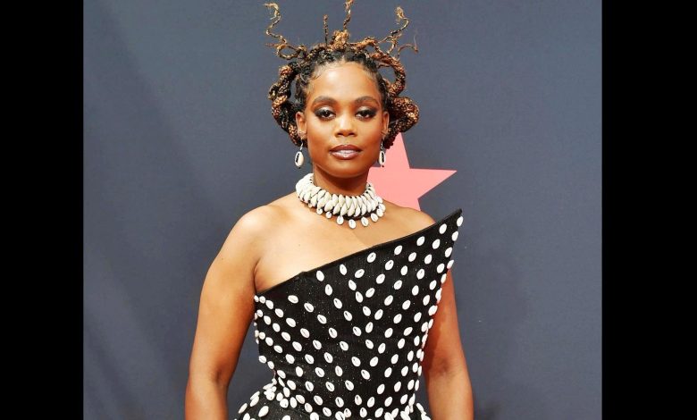 L'actrice afro-allemande, Novi Brown dans la tenue de la créatrcie ivoirienne, Lafalaise Dion