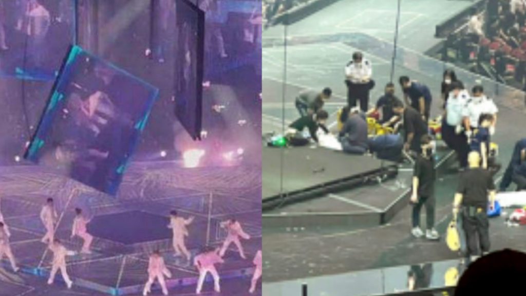 À Hongkong, un écran géant s’écrase sur scène en plein concert du groupe boys band Mirror. Le bilan fait état de deux danseurs blessés.
