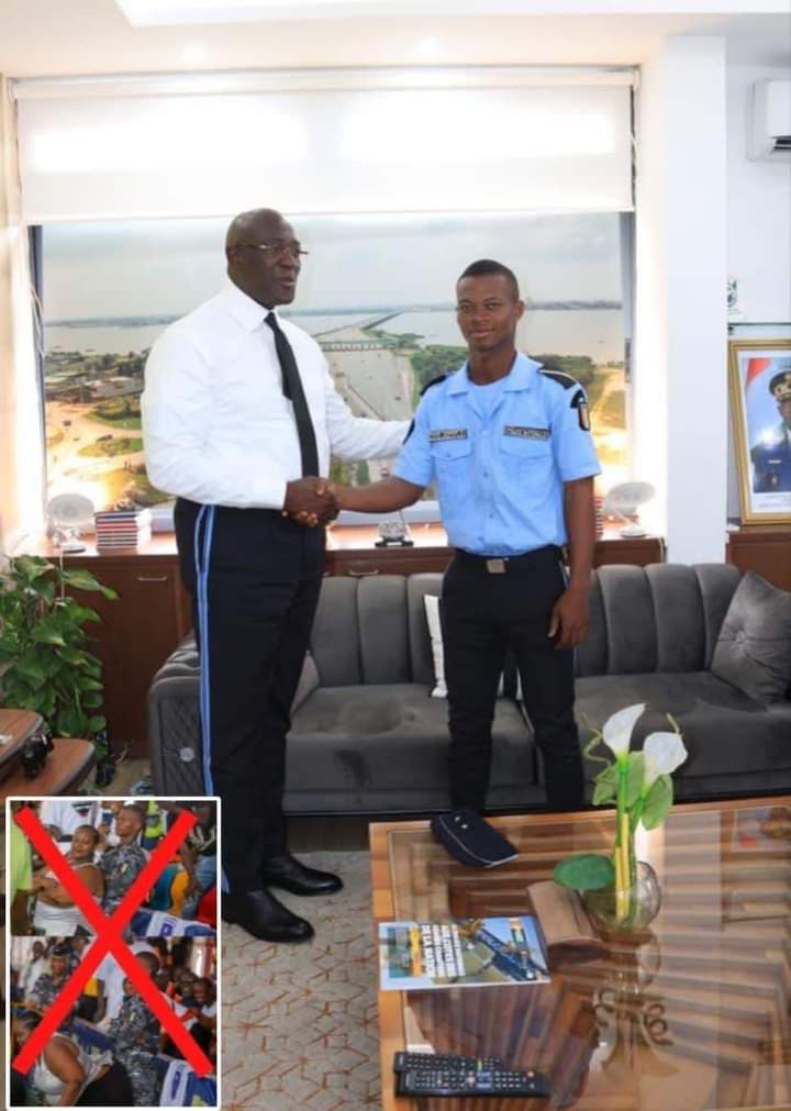 Taho Junior reçu et félicité par le Directeur Général de la Police ivoirienne, Youssouf Kouyaté 