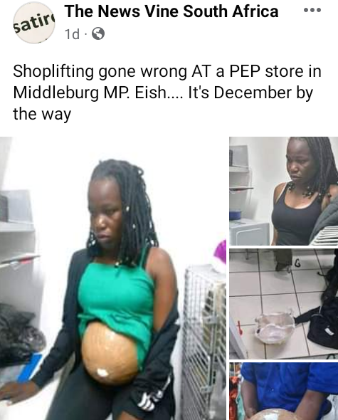 En Afrique du Sud, une jeune femme a été surprise en plein acte de vol. Elle portait une fausse bosse de grossesse pour cacher son butin.