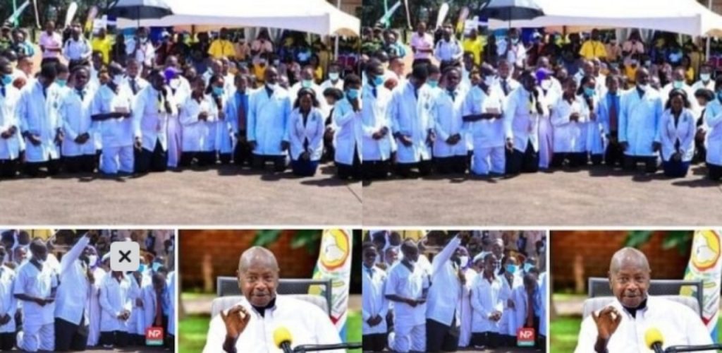 Des médecins se mettent à genou et demandent au président Ougandais un 7 ème mandat