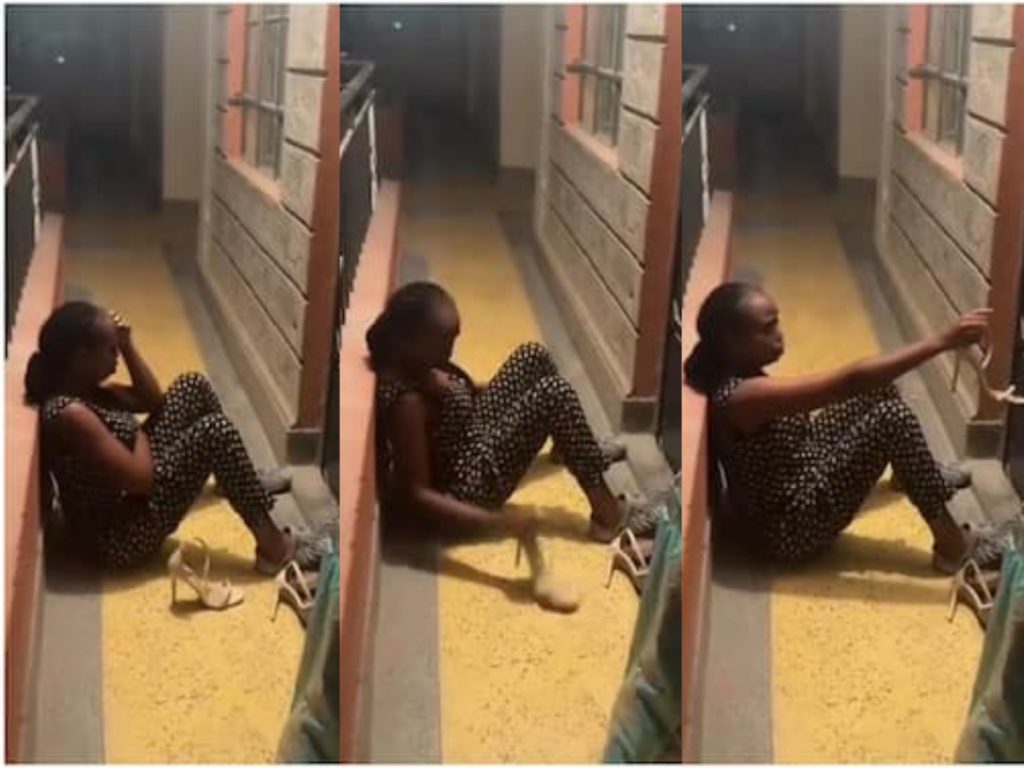 Une vidéo virale montre une femme kenyane en pleurs devant la porte de son petit ami après y avoir trouvé des chaussures d'une autre femme.