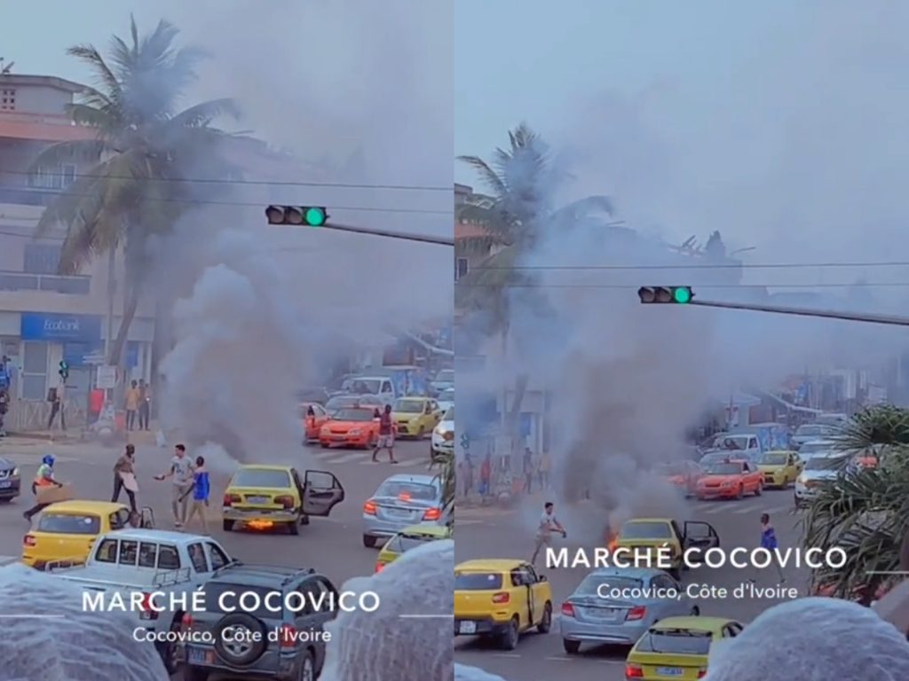 Taxi communal de Cocody en feu 