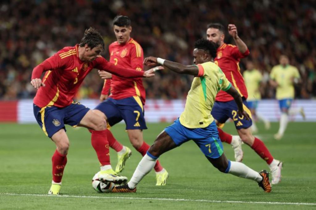 Vinicius Junior durant la récente rencontre Brésil vs Espagne 