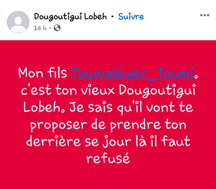 Publication de Dougoutigui mettant en garde Toumalewer 